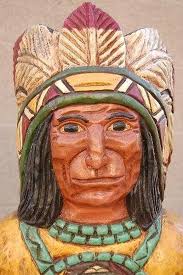 5' CIGAR STORE INDIAN w Buffalo Mandella Plate, 5 Ft Wood Replica, F  Gallagher