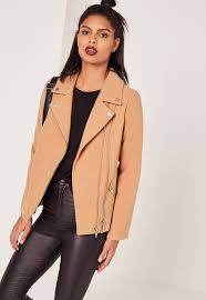 This is not faux suede.real suede. Missguided Faux Short Wool Biker Jacket Camel 81 Missguided Lookastic