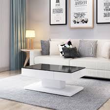 Vidaxl coffee table with oval glass top high gloss black. White Gloss Coffee Table Painting Tempered Glass Top Black Waiting Area Tables Ofcasa White Coffee Table High Gloss With 2 Drawers For Storage Furniture Lighting Stationery Office Supplies Umoonproductions Com