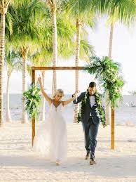Stunning Tropical Wedding In The Florida Keys Blue Beach Wedding Beach Wedding Arch Beach Wedding Inspiration