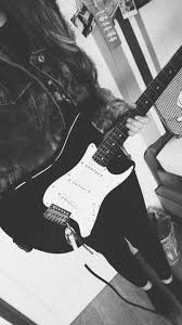Black And White Aesthetic Music Note Aesthetic Black And White Fender Guitar And Denim Jacket Insta Anikamariava Blackandwhite Guitar F Grunge Photography Black Aesthetic Music Aesthetic