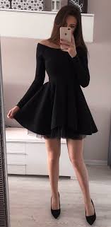Long Sleeve Black Homecoming Dresses Mini Short Black Prom Dress Black Homecoming Dress Simple Homecoming Dresses Long Sleeve Homecoming Dresses