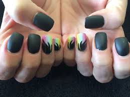Maybe you would like to learn more about one of these? Matte Black With Rainbow Accent Nails Nails Accent Nails Nail Art