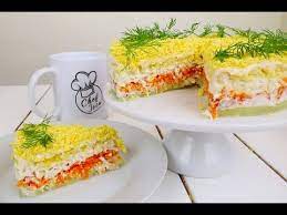 Mimosa Salad How To Make Russian Chicken Mimosa Salad Cake Simple Easy Recipe Youtube Mimosa Salad Salad Cake Recipes
