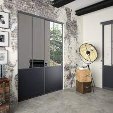 Lot De 2 Portes De Placard Rail Coulissante Miroir Noir L 150 X H 250 Cm Home Decor Home Dads Room