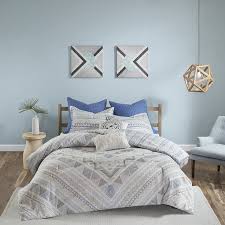 Find great deals on ebay for blue and gray bed comforters. Buy 7 Piece Light Blue Grey Abstract Comforter Full Queen Set Sky Blue White Gray Aztec Striped Geometric Medallion Mandala Pattern Reversible Stripe Adult Bedding Master Bedroom Cotton In Cheap Price On