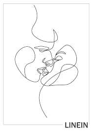 Black And White Face Drawing Outline Couple Kissing One Line Art In 2020 Line Art Drawings Outline Art Black And White Art Drawing