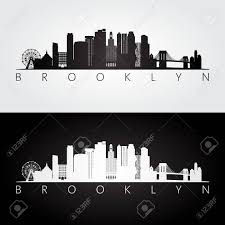 Black And White Skyline Clipart Brooklyn New York City Usa Skyline And Landmarks Silhouette Brooklyn Skyline Skyline Skyline Silhouette