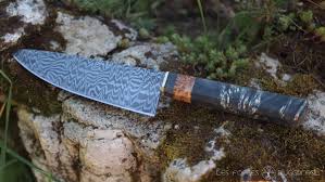 Couteau De Chef San Mai Damas Et 135cr3 158mm De Lame Mokume Gane Et Manche En Loupe De Peuplier Stabiliser Et Loupe De Thuya Knife Kitchen Knives Handmade Wooden