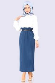 Modaselvim Etek Piliseli Etek 5626mp186 Indigo Etek The Dress Moda Kadin