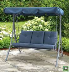 Enjoy The Outdoors With This Backyard Creations 3 Person Swing Feautring A Blue Polyester Outdoor Cushion This Backyard Creations Backyard Outdoor Furniture