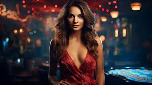 Young beautiful woman in a blue shiny dress poses near poker table in  luxury casino generated by AI | Premium AI-generated image