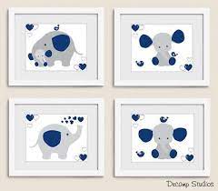 Navy Blue Elephant Nursery Wall Art Prints Baby Boy Room Decor Safari Animals Ebay Baby Boy Room Decor Blue Elephant Nursery Elephant Wall Art Nursery