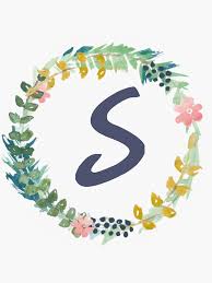 S Letter Monogram Spring Wreath Sticker By Grasslanddesign Monogram Art Monogram Letters Monogram Alphabet
