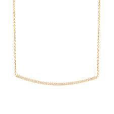 Rose gold jewelry women, gold bar necklace rose gold bar necklace, horizontal bar necklace. Zoe Chicco 14k Pave Curved Bar Necklace