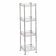 Square Bathroom Tower 4 Tier Chrome With Glass Shelves Organize Com Tempered Glass Shelves Shelves Townhome Decorating