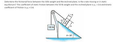 So we need to find the maximum force of static friction. Determine The Frictional Force Between The 50lb Chegg Com