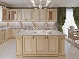 Kitchen cabinets are the foundation of any new kitchen and at kitchen classics in new jersey we carry a full range of cabinet choices. Kitchen Island In A Luxurious Classic Style Kitchen 3d Rendering Stock Photo Picture And Royalty Free Image Image 113851126