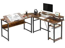 Its lower levels feature two shelves and a wide. L Shaped Desk 70 9 Inches Corner Computer Desk With Monitor Stand Ris Furniturehouz