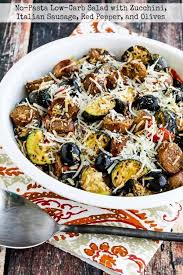 No Pasta Salad With Zucchini And Italian Sausage Kalyn S Kitchen Recipe Low Carb Salad Vegetarian Crockpot Healthy Dinner Recipes Easy