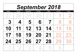 Monthly September 2018 Calendar Template Printable Calendar Template Free Printable Calendar Templates 2018 Calendar Template