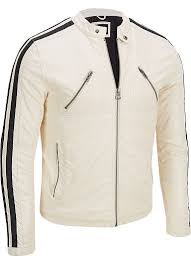 White Mens Leather Jacket With Black Lines Biker Leather Jacket Mens Leather Jacket Brands Leather Jacket Men Wilsons Leather