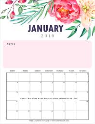 Floral January 2019 Calendar Calendar Printables Monthly Calendar Printable Free Printable Calendar