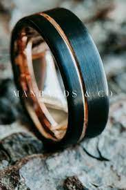Halcyon Rose Men S Black Rose Gold Wedding Band Men S Ring Tungsten Thi Mens Gold Wedding Band Rose Gold Mens Wedding Band Mens Wedding Bands Black