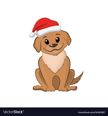 Hand drawn abstract fun merry christmas time cartoon illustrations poster with xmas dogs and modern handwritten calligraphy text we woof you a merry christmas isolated on white background. Puppy With Christmas Hat Cartoon Novocom Top