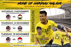 Laga timnas malaysia vs indonesia ini akan berlangsung di stadion nasional bukit jalil dengan jadwal sepak mula. Fa Malaysia On Twitter Home Of Harimau Malaya Tetapkan Tarikh 9 14 19 November 2019 Dalam Kalendar Peribadi Anda Seterusnya Hadir Memenuhi Stadium Nasional Bukit Jalil Bagi Memberikan Sokongan Padu Buat
