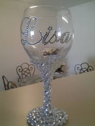 Personalized Rhinestone Wine Glass Http Www Giftideascorner Com Birthday Gifts Ideas Diy Wine Glasses Decorated Wine Glasses Wine Glass Crafts
