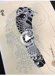 Hình xăm.nhật cổ cưỡi cá. Full Tay Ä'áº¿n Tráº¯ng Hinh XÄƒm Nháº­t Phac Tháº£o Hinh XÄƒm Hinh XÄƒm Koi Tattoo Sleeve Japanese Tattoo Art Dragon Sleeve Tattoos