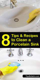 Begin by rinsing the sink to wet down the bottom and sides. 8 Simple Tips And Recipes To Clean A Porcelain Sink