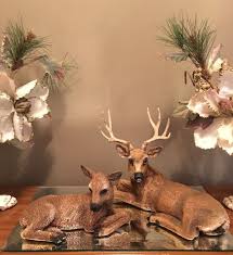 Vtg Homco Deer Statues Set 12pt Buck 1984 Doe 1985 Figurines Home Interior Deer Statues Home Interiors And Gifts House Interior