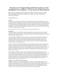 Pdf Treatment Of Complex Regional Pain Syndrome With Peripheral Nerve Blocks A Case Series Of Nine Patients