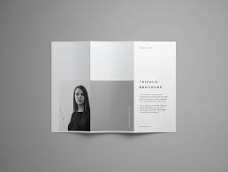 Mockup featuring two gate fold brochures placed on a colored surface. Advanced Trifold Brochure Free Mockup 7 Angles Free Mockup