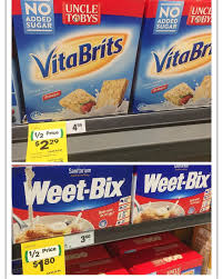 most mornings i have weetbix for breakfast and i usually buy the big box this week 575g of west bix is reduce weet bix frosted flakes cereal box cereal box