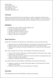1 convenience store clerk resume