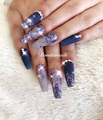 Decoracin de bodas en color azul marino. Navy Blue Nails Glittery Nails Blue Acrylic Nails Glittery Nails Nails