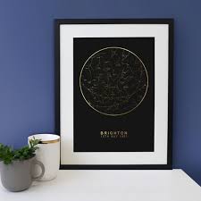 personalised star chart print black gold foil in 2019