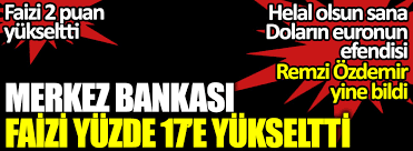 Merkez bankası bir hafta vadeli repo ihale faiz oranını (politika faizi) 250 baz puan düşürerek yüzde 16,50'den yüzde 14,00'e çekti. Gcv Zgfrv5dbbm