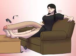 1futa 2021 balls barely contained big breasts black hair  bottomless breasts busty cleavage clothed clothing couch erection futa only  futanari huge balls human hyper hyper balls hyper penis large