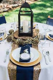 40 Navy Blue And Gold Wedding Ideas Wedding Table Decorations Centerpieces Navy Blue And Gold Wedding Navy Gold Wedding