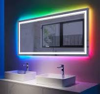 72x32 Inch Bathroom LED Vanity Mirror with RGB Lights Color Changing Backlit Bathroom Mirror Dimmable Anti-Fog led Mirror for Bathroom (RGB Multicolor ...
