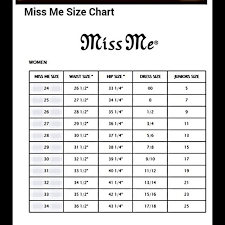 miss me sizing chart from tinas closet on poshmark miss