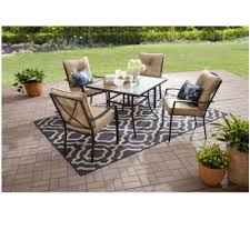 Maybe you would like to learn more about one of these? 5 Piece Beige Patio Table Chairs Outdoor Metal Furniture Set Dining Garden Deck 241 00 End Date Thur Outdoor Dining Table Setting Patio Dining Set Patio Set
