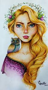 Female Fantasy Drawing by Guillermo Padrón