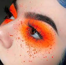 Neoneyeshadow Neonaesthetic Neonmakeup Neon Eyeshadow Neon Aesthetic Neon Makeup Neon Eyeshadow Looks Bold Eye Makeup Orange Eye Makeup Crazy Eye Makeup