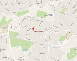 Main bus stops rail station nearby this map is not to scale. Crawley Hospital Sussex Msk Partnership
