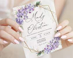 Lilac Wedding Invitation Template Lavender Wedding Invitation Purple Wedding Invitation Purple And Green Purple Floral Wedding Alina In 2021 Lilac Wedding Invitations Lavender Wedding Theme Lavender Wedding Invitations